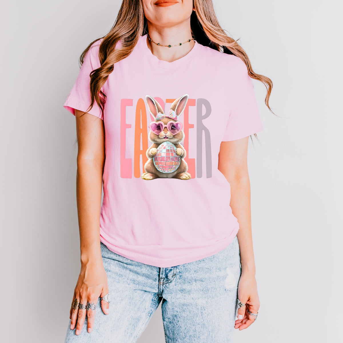 Easter Bunny Disco Ball - Women's Short Sleeve Graphic T-Shirt