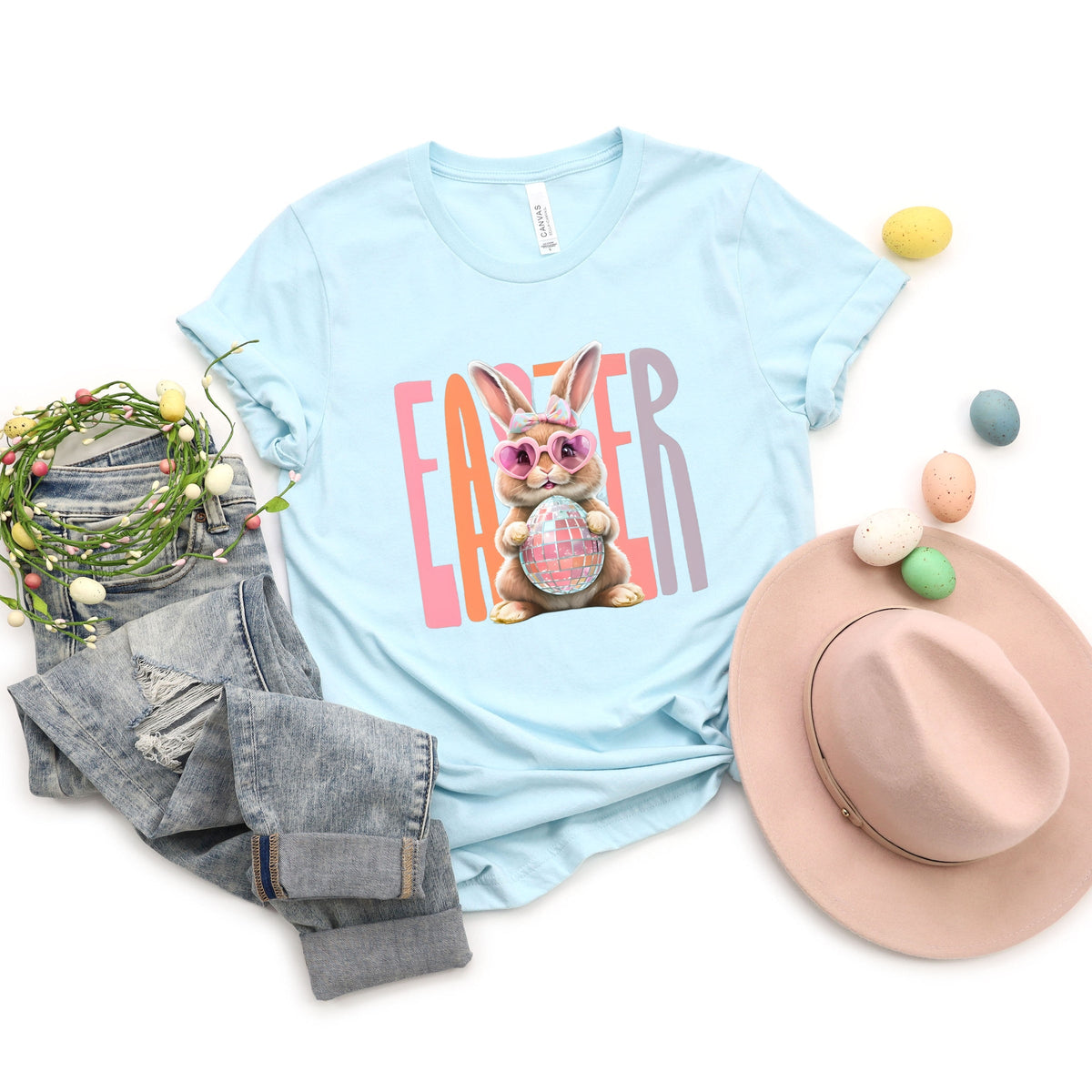 Easter Bunny Disco Ball - Women's Short Sleeve Graphic T-Shirt