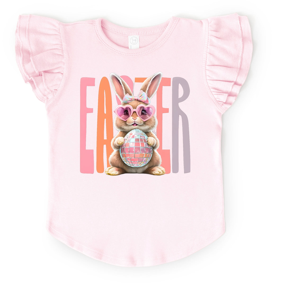 Easter Bunny Disco Ball - Flutter Sleeve Graphic T-Shirt