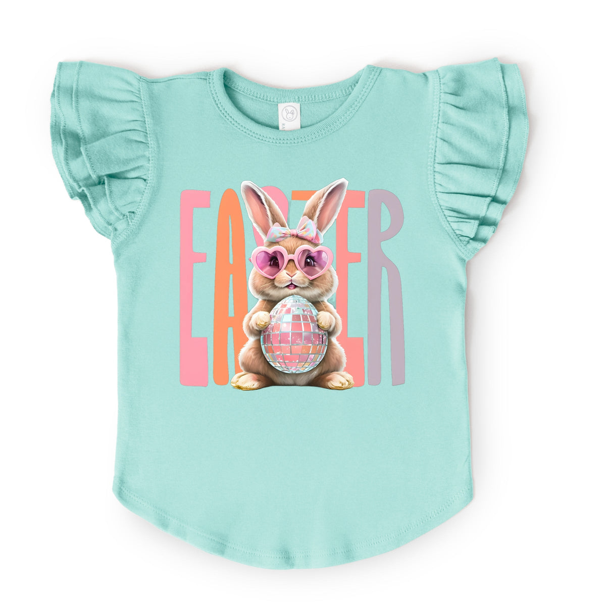 Easter Bunny Disco Ball - Flutter Sleeve Graphic T-Shirt