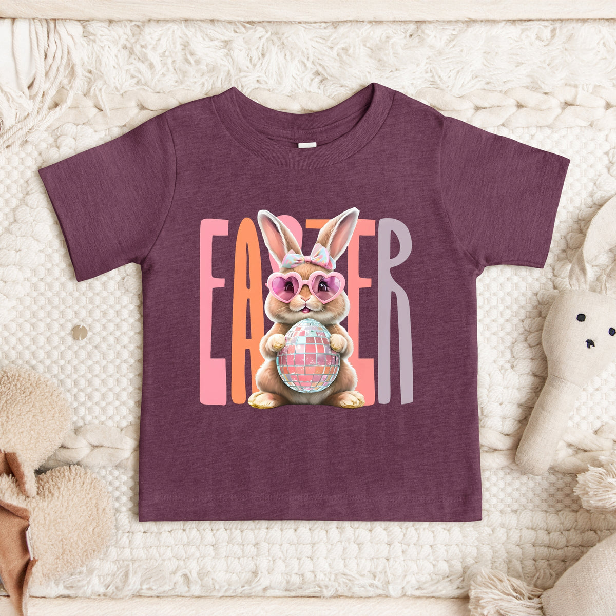Easter Bunny Disco Ball - Toddler Short Sleeve Graphic T-Shirt