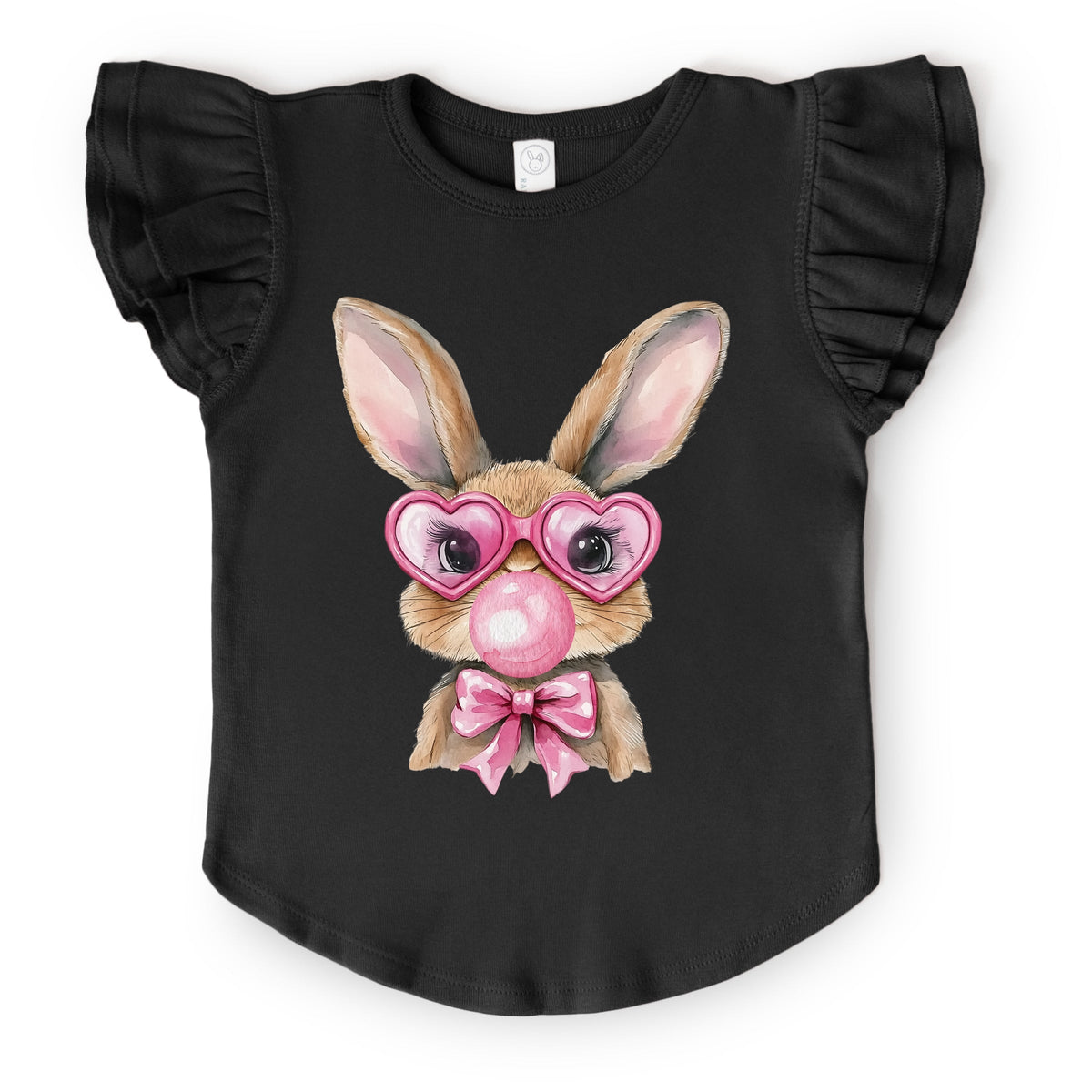 Bunny Sunglasses Bubblegum - Flutter Sleeve Graphic T-Shirt