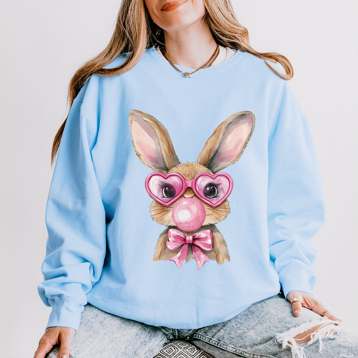 Bunny Sunglasses Bubblegum - Women's Lightweight Garment Dyed Sweatshirt