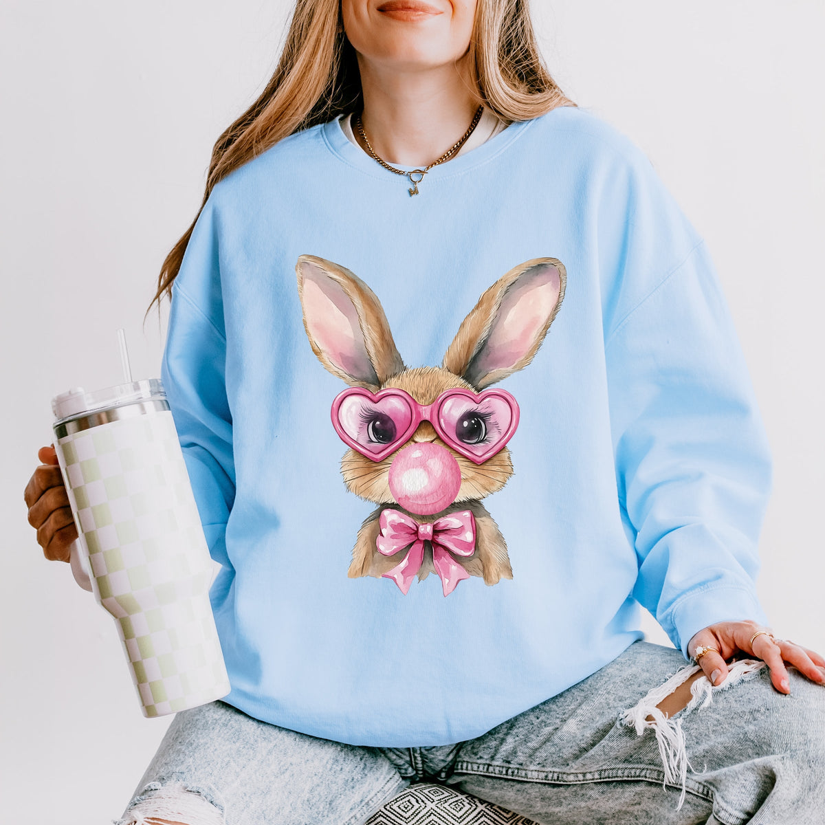 Bunny Sunglasses Bubblegum - Women's Lightweight Garment Dyed Sweatshirt