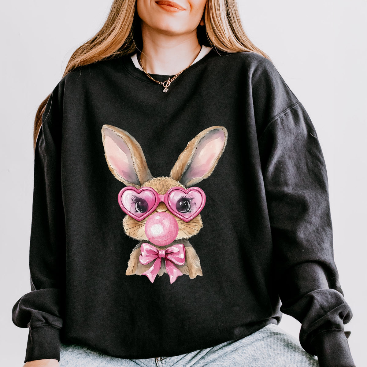 Bunny Sunglasses Bubblegum - Women's Lightweight Garment Dyed Sweatshirt