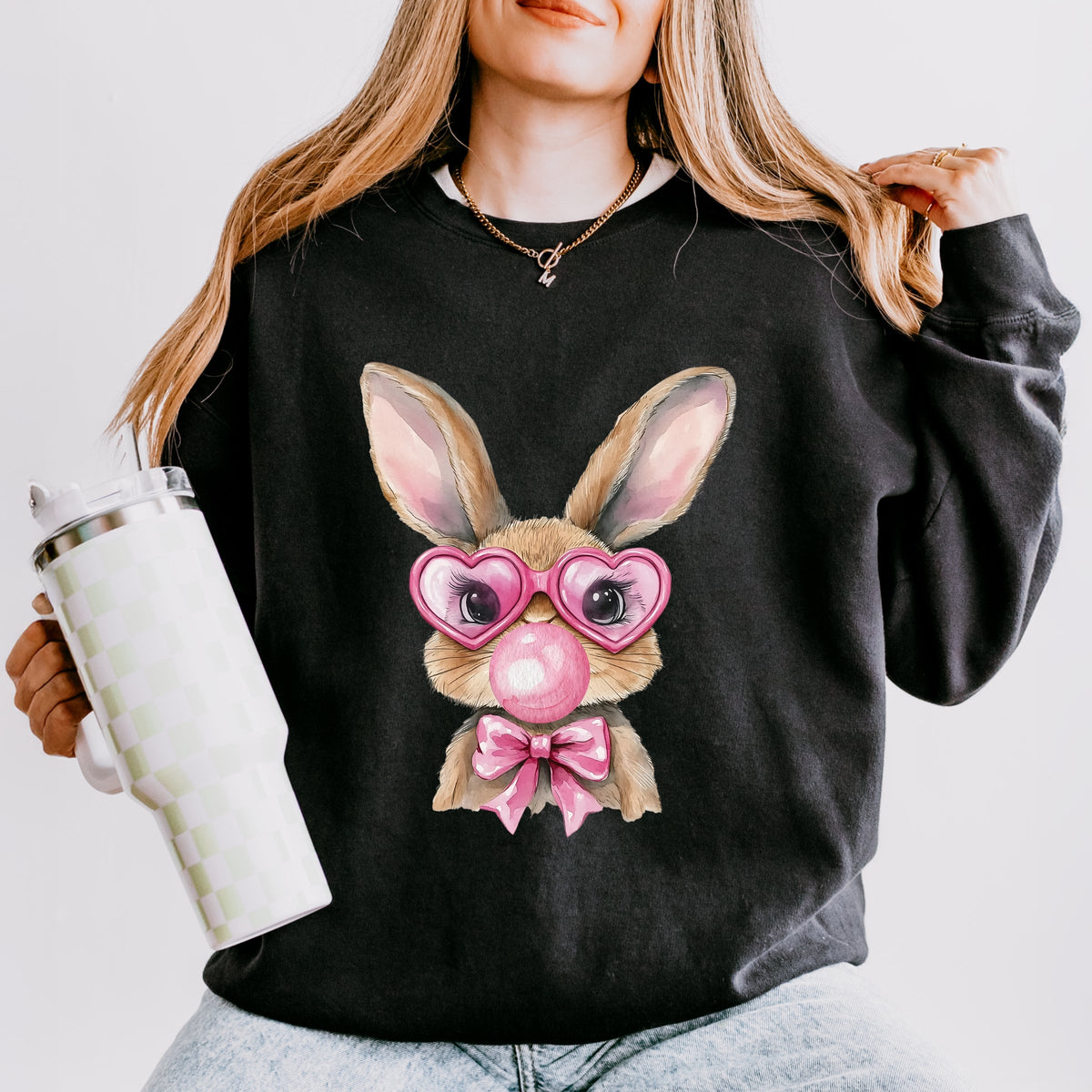 Bunny Sunglasses Bubblegum - Women's Lightweight Garment Dyed Sweatshirt