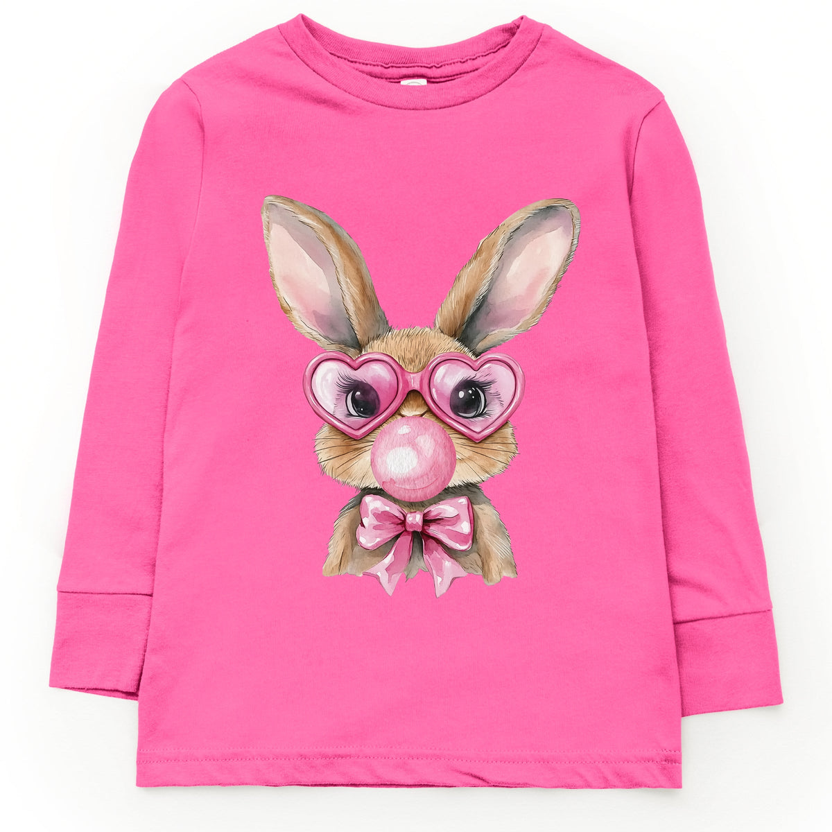Bunny Sunglasses Bubblegum - Toddler Long Sleeve Graphic Tee