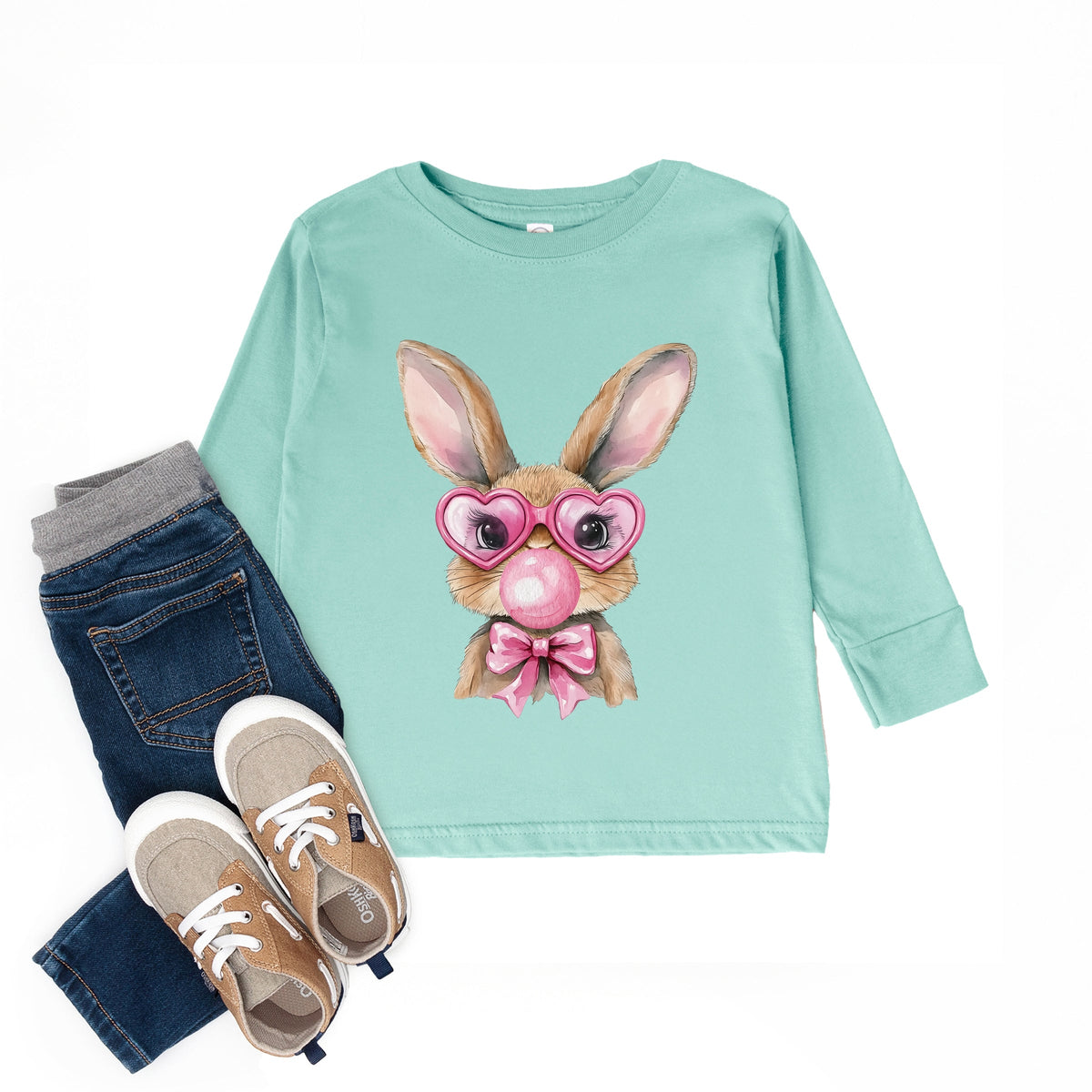 Bunny Sunglasses Bubblegum - Toddler Long Sleeve Graphic Tee