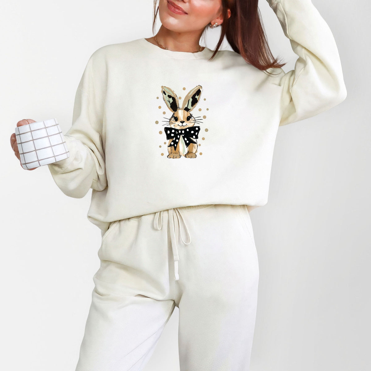Bunny Polka Dot Coquette - Women's Lightweight Garment Dyed Sweatshirt