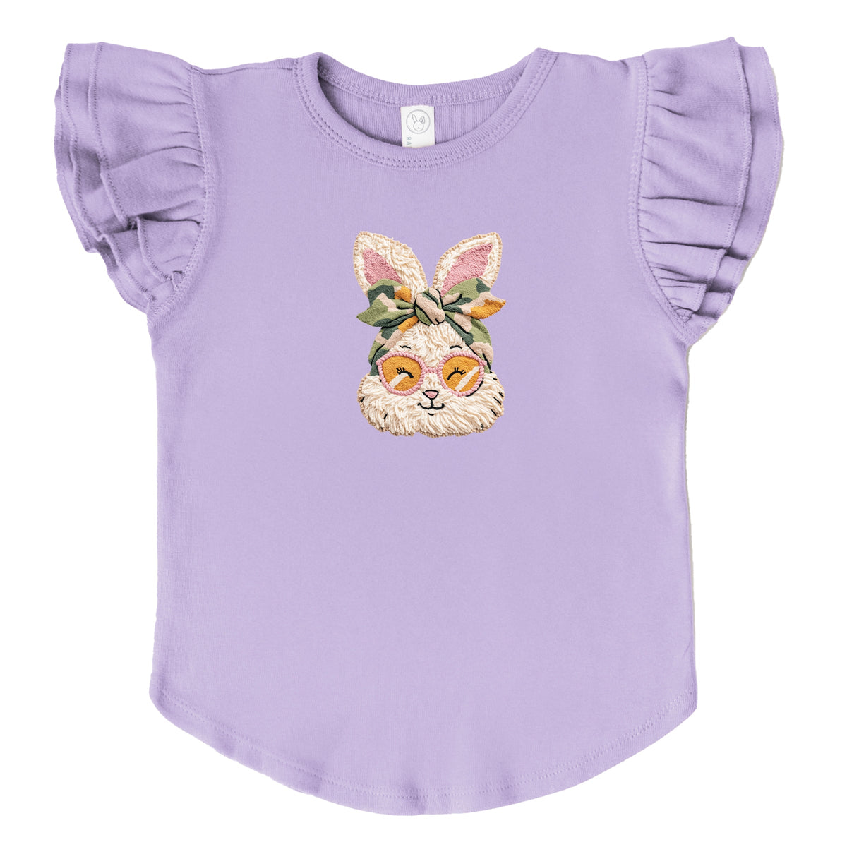Bunny Face Yarn Print - Flutter Sleeve Graphic T-Shirt