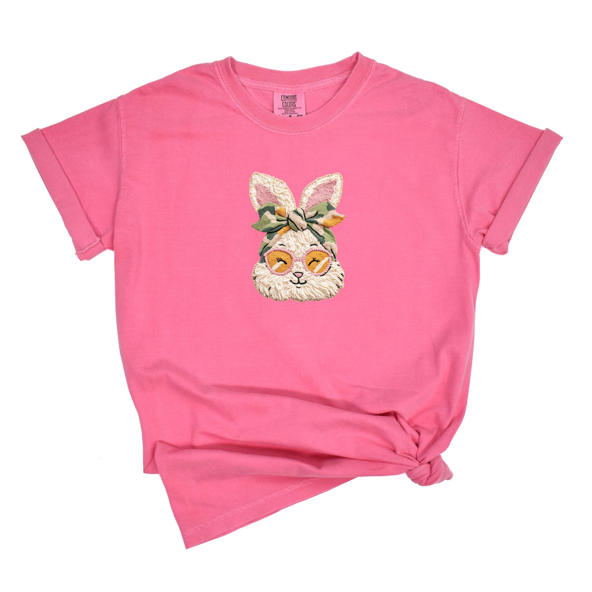 Bunny Face Yarn Print - Women's Garment Dyed Graphic T-Shirt