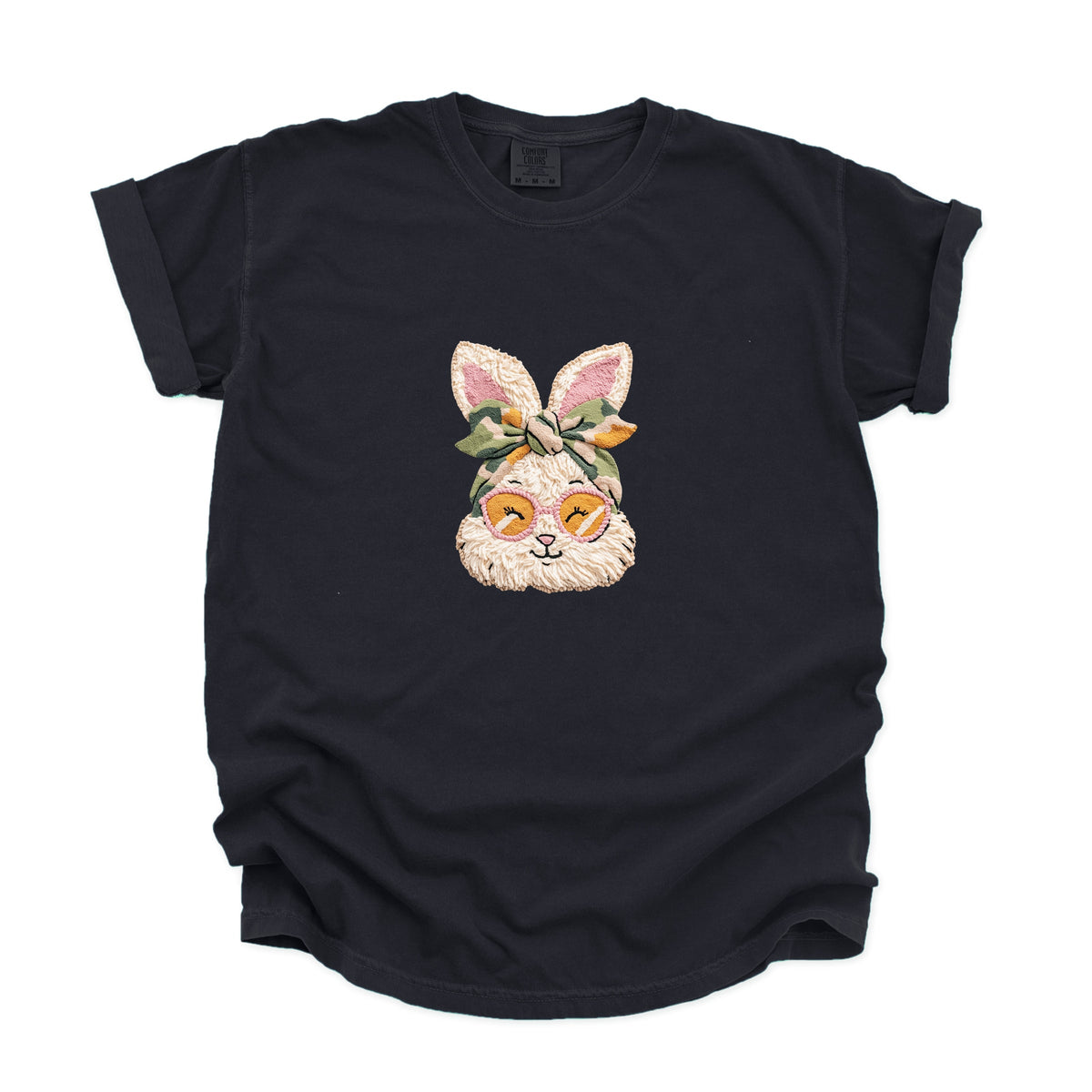 Bunny Face Yarn Print - Women's Garment Dyed Graphic T-Shirt