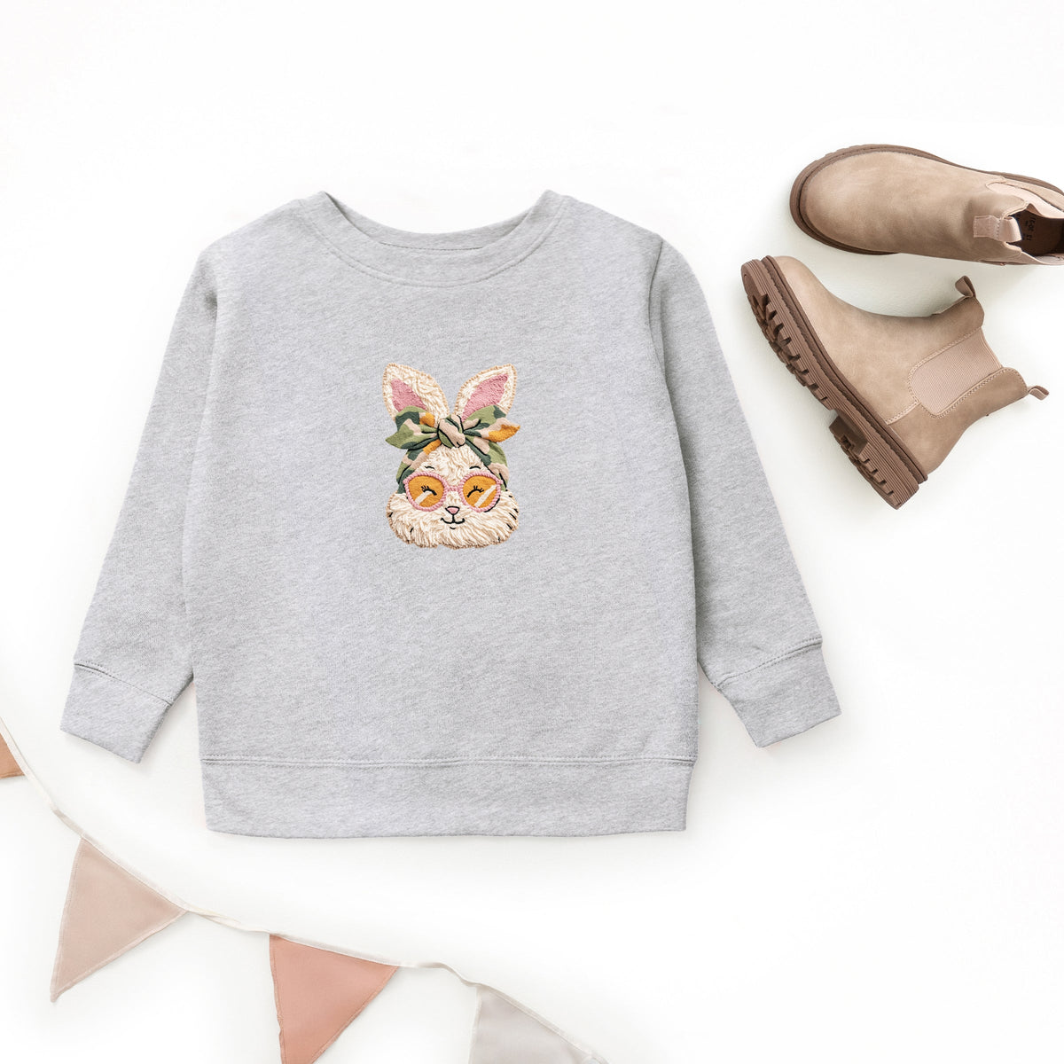 Bunny Face Yarn Print - Youth Graphic Sweatshirt