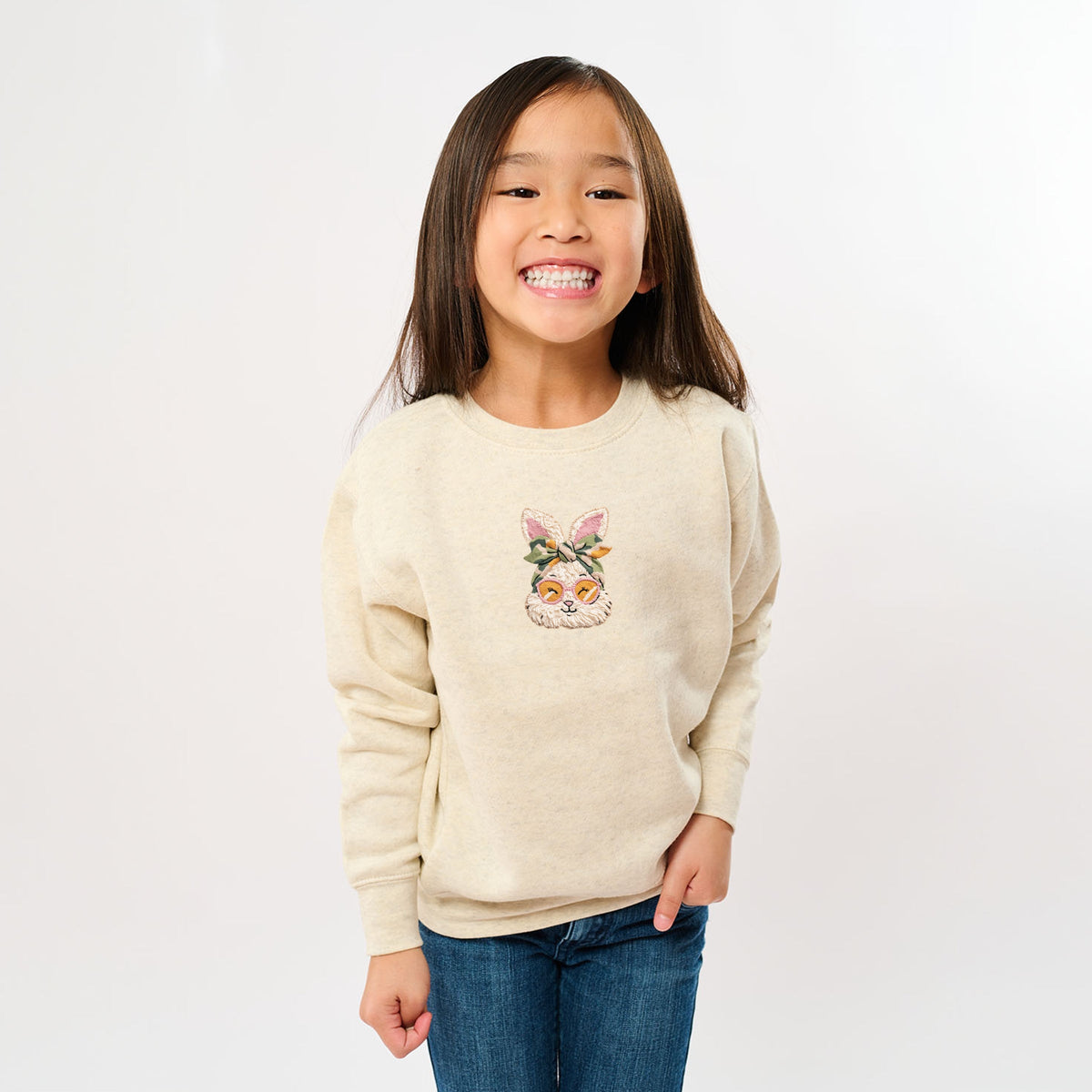 Bunny Face Yarn Print - Youth Graphic Sweatshirt