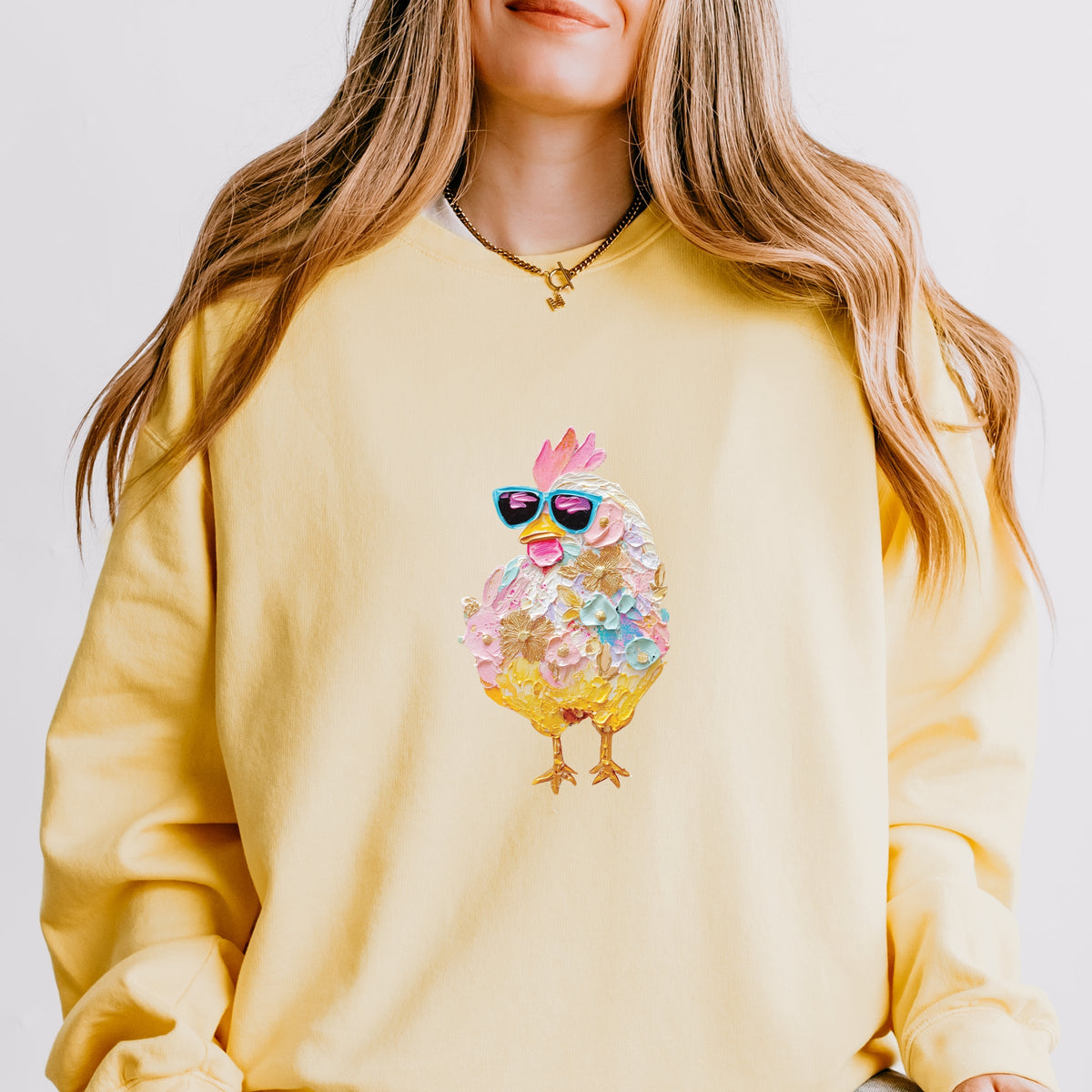 Sunglasses Chick Paint Print - Women's Lightweight Garment Dyed Sweatshirt