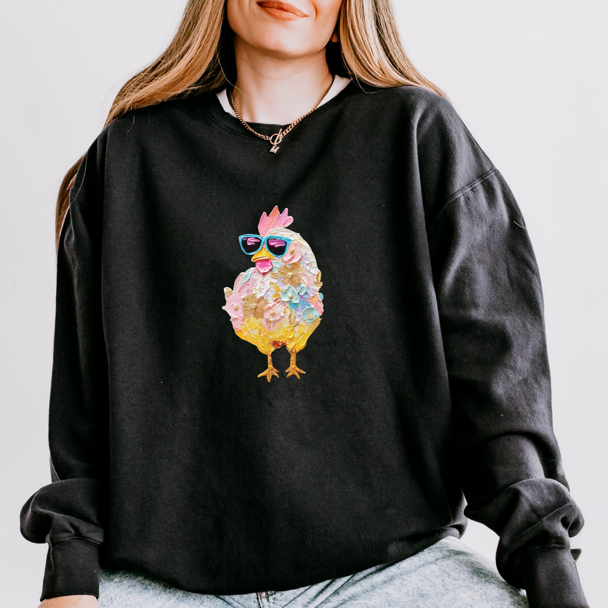 Sunglasses Chick Paint Print - Women's Lightweight Garment Dyed Sweatshirt