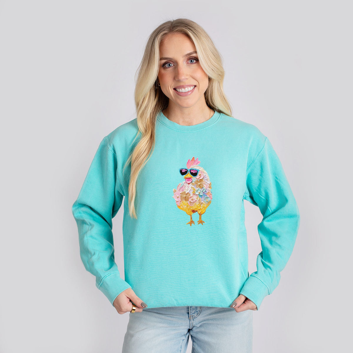 Sunglasses Chick Paint Print - Women's Lightweight Garment Dyed Sweatshirt