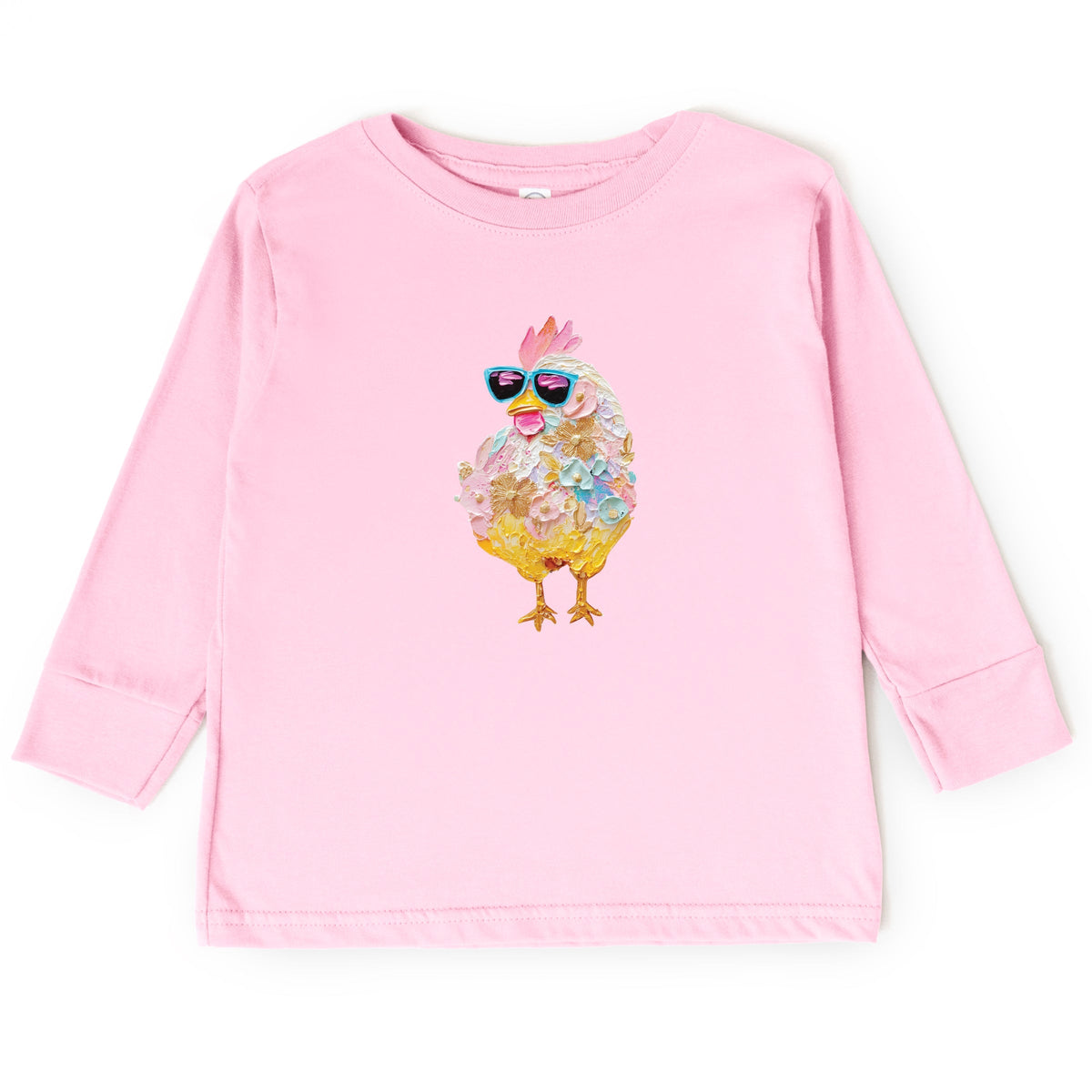 Sunglasses Chick Paint Print - Toddler Long Sleeve Graphic Tee