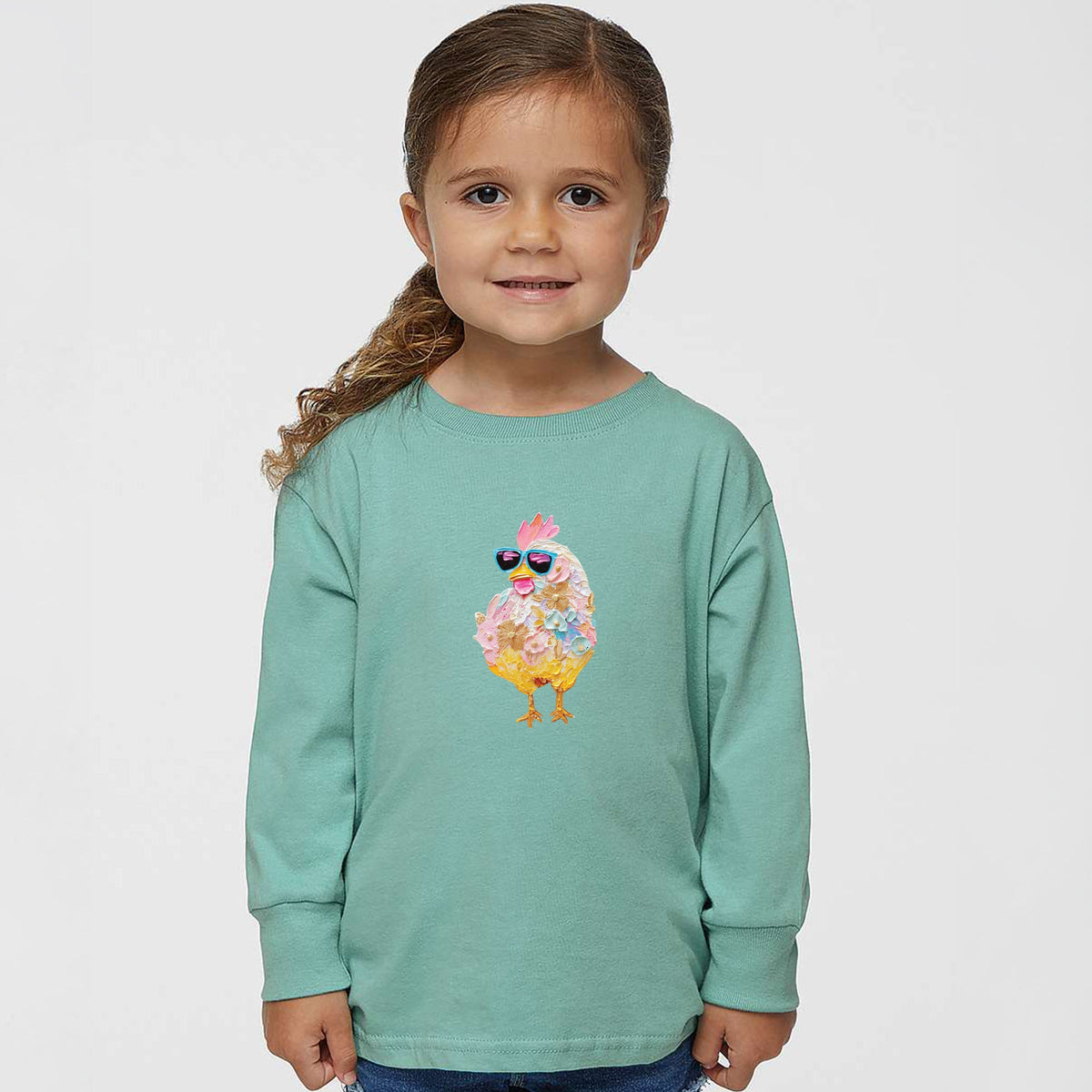 Sunglasses Chick Paint Print - Toddler Long Sleeve Graphic Tee