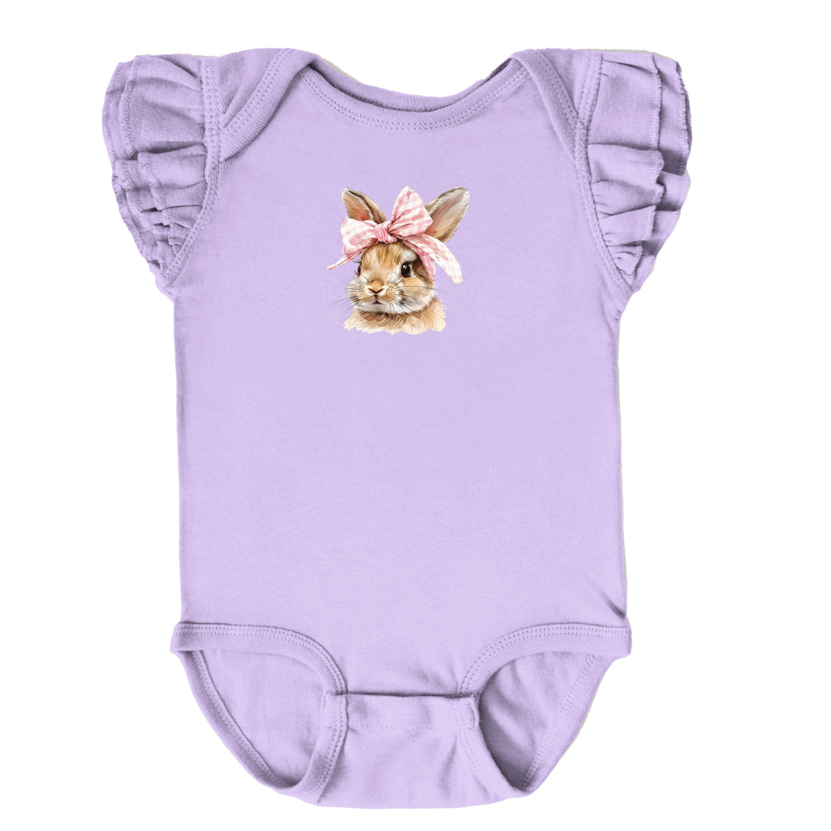 Watercolor Coquette Bunny - Baby Flutter Sleeve Bodysuit