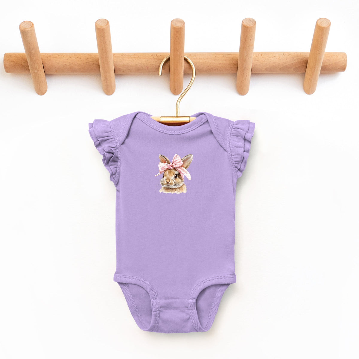 Watercolor Coquette Bunny - Baby Flutter Sleeve Bodysuit