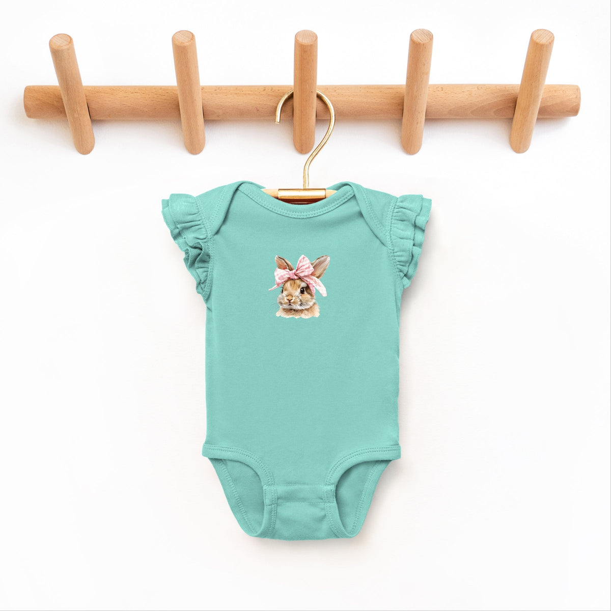 Watercolor Coquette Bunny - Baby Flutter Sleeve Bodysuit