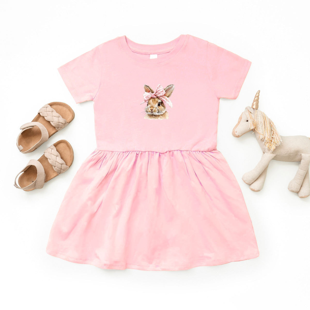 Watercolor Coquette Bunny - Toddler Graphic Dress