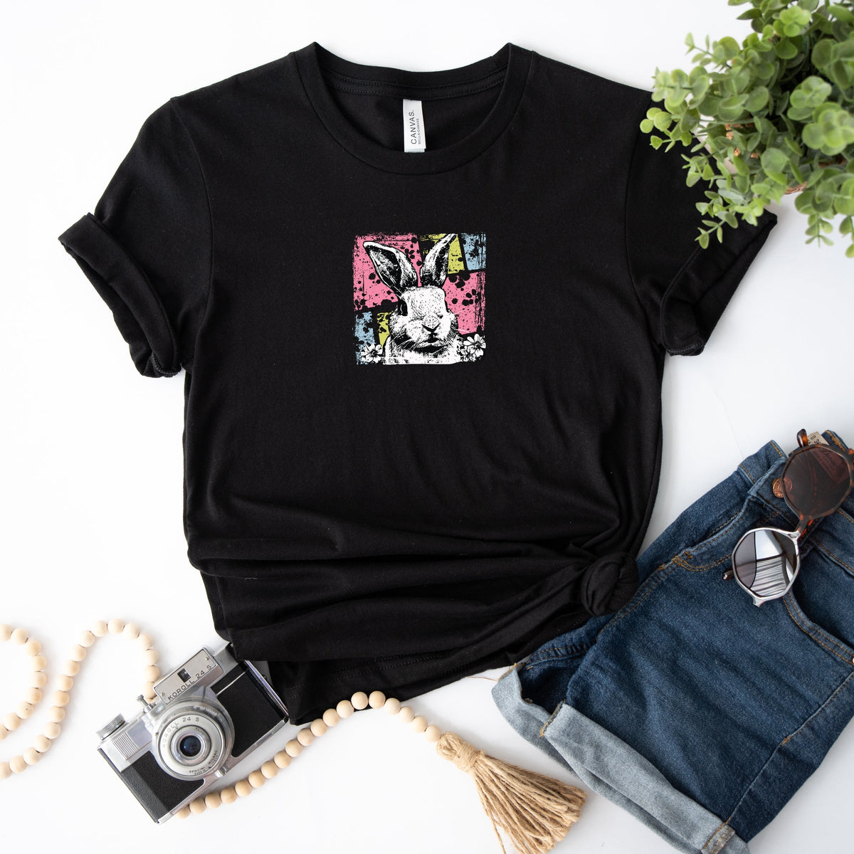 Bunny Square Distressed - Women's Short Sleeve Graphic T-Shirt