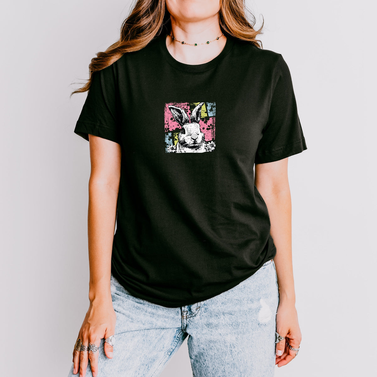 Bunny Square Distressed - Women's Short Sleeve Graphic T-Shirt