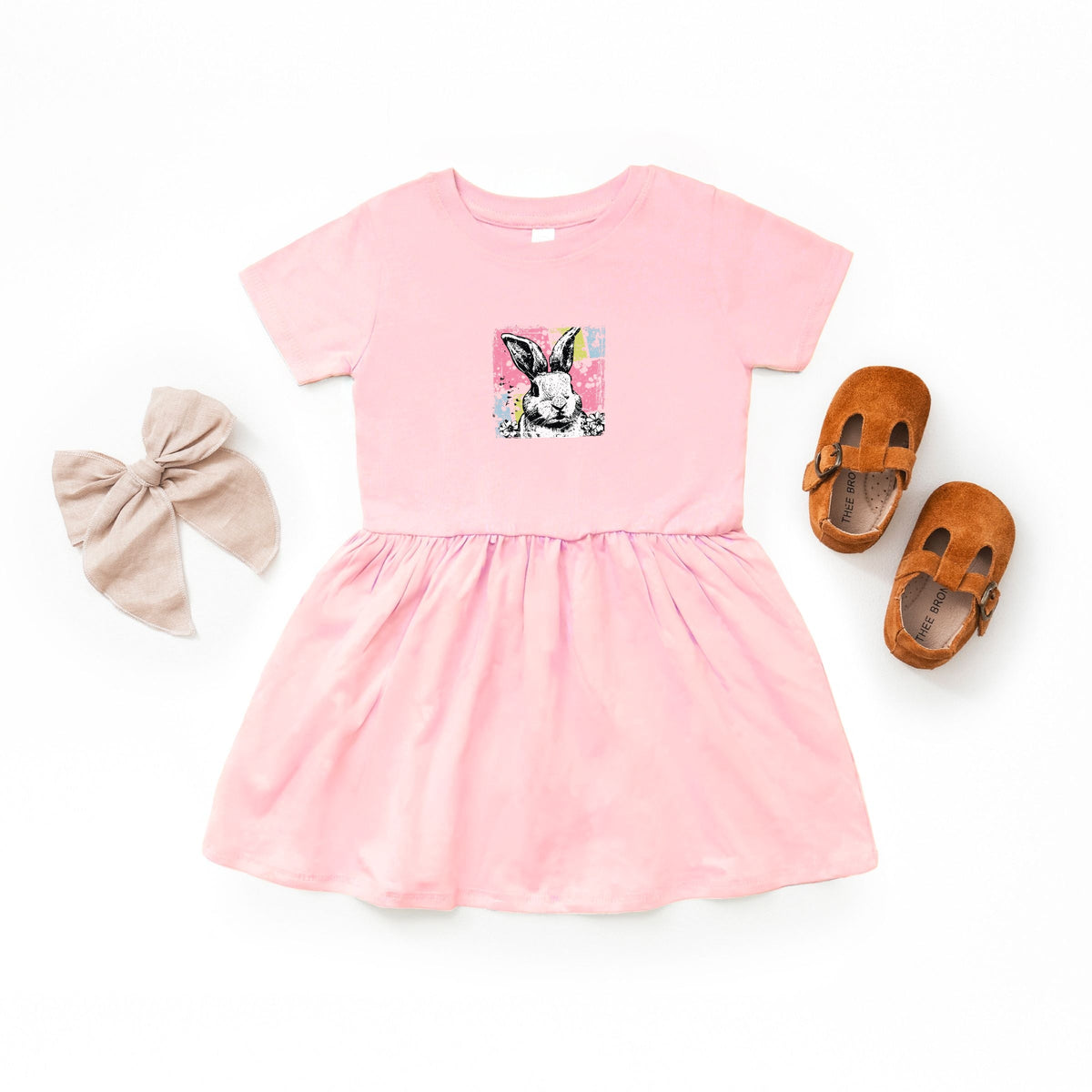 Bunny Square Distressed - Infant Dress