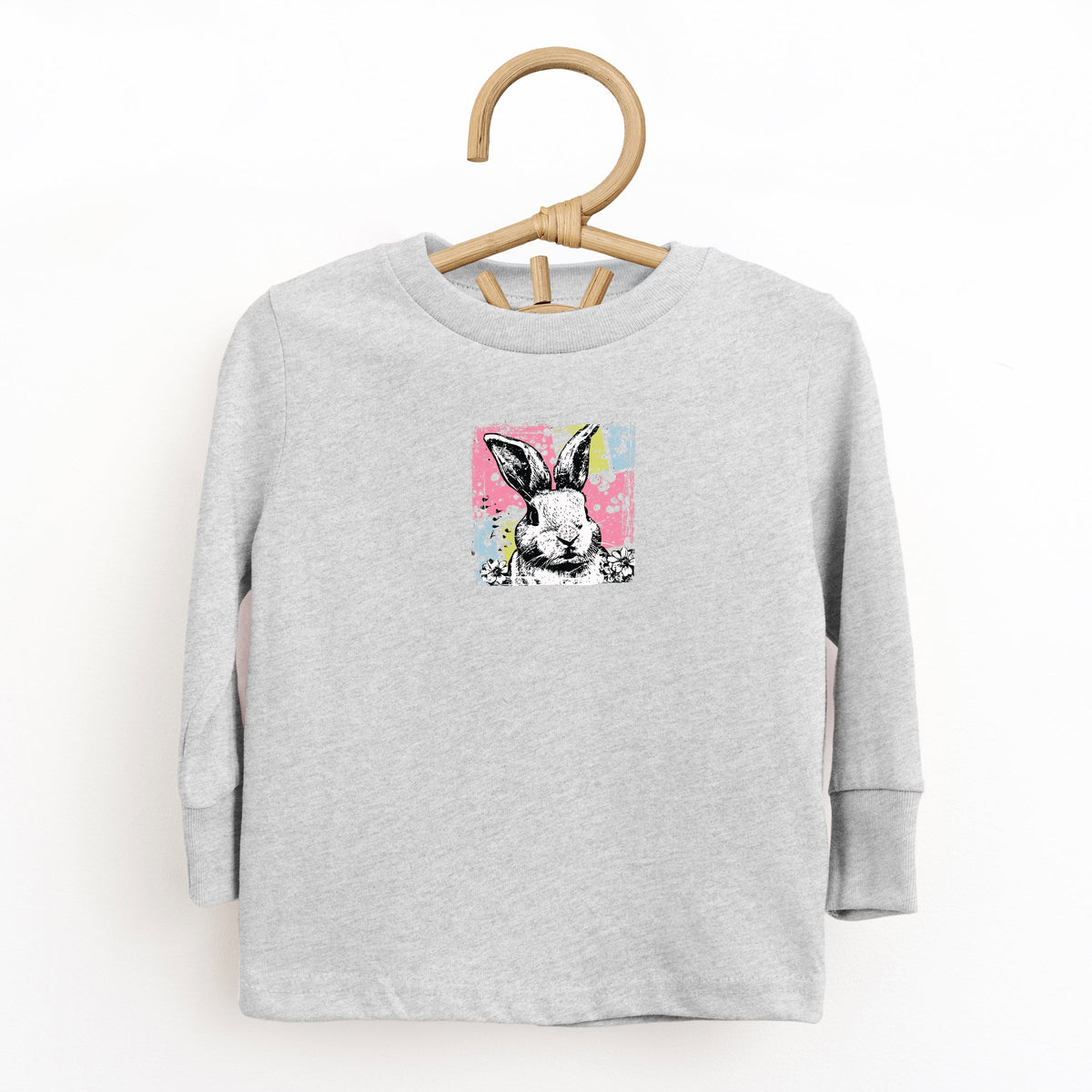 Bunny Square Distressed - Toddler Long Sleeve Graphic Tee