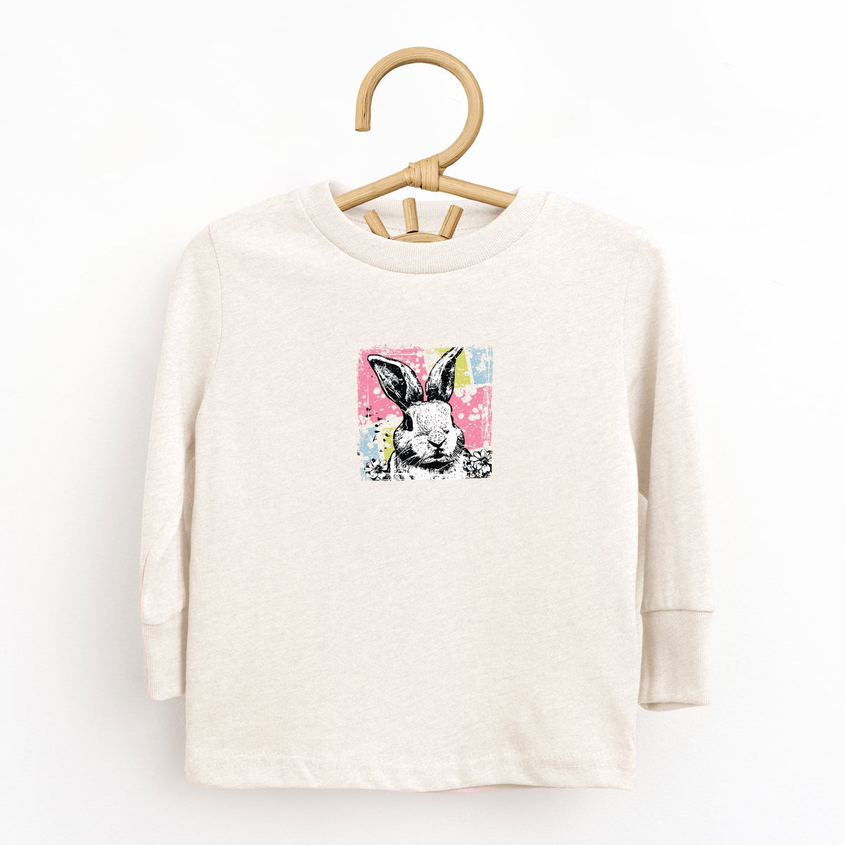 Bunny Square Distressed - Toddler Long Sleeve Graphic Tee
