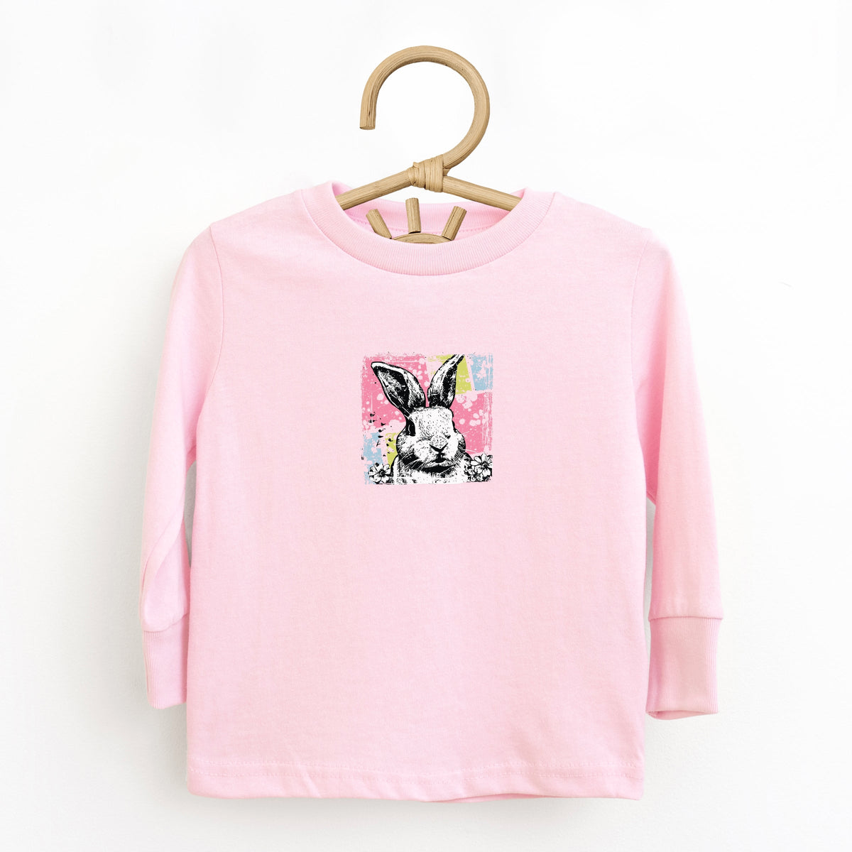 Bunny Square Distressed - Toddler Long Sleeve Graphic Tee