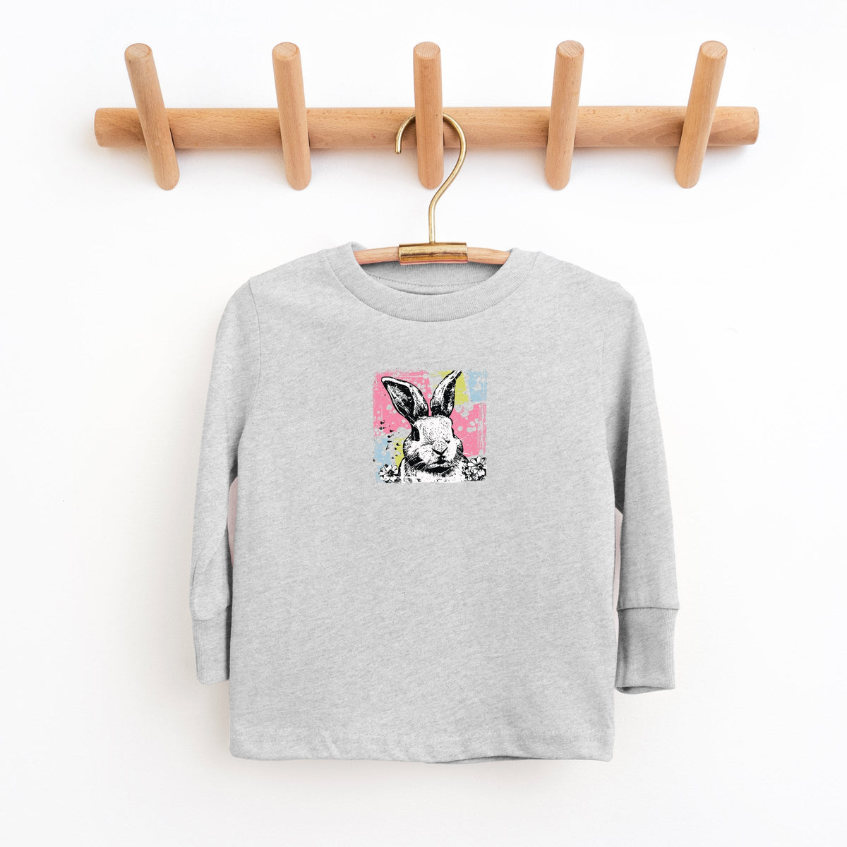 Bunny Square Distressed - Youth Long Sleeve Graphic T-Shirt