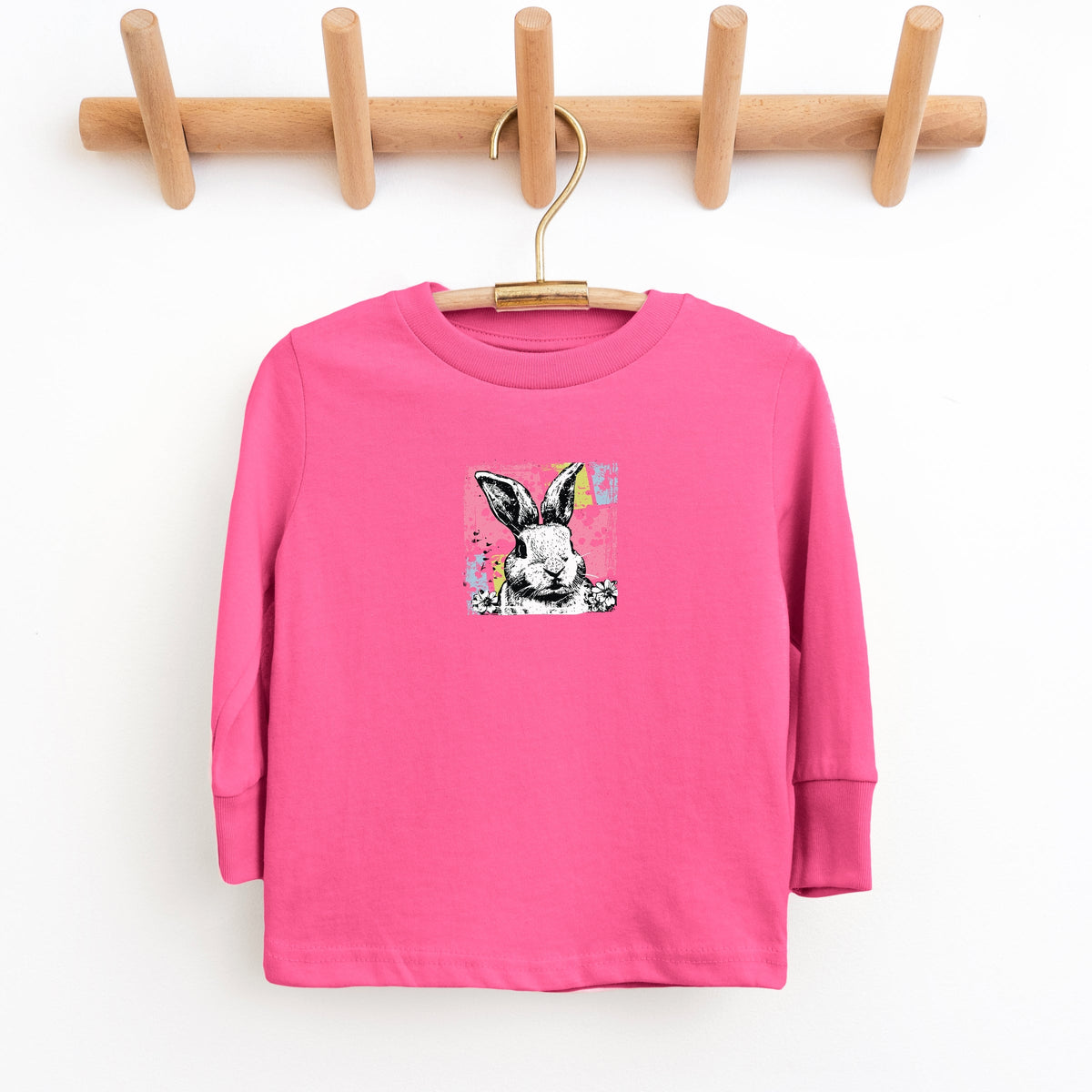 Bunny Square Distressed - Youth Long Sleeve Graphic T-Shirt