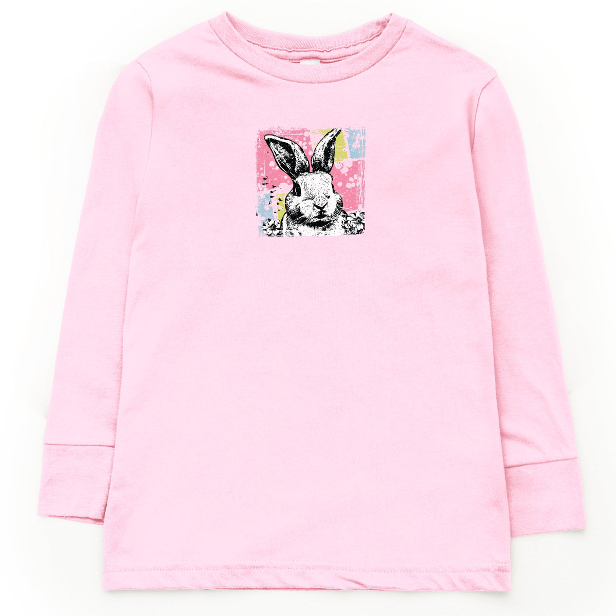 Bunny Square Distressed - Youth Long Sleeve Graphic T-Shirt