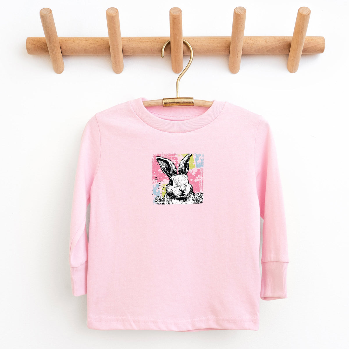 Bunny Square Distressed - Youth Long Sleeve Graphic T-Shirt