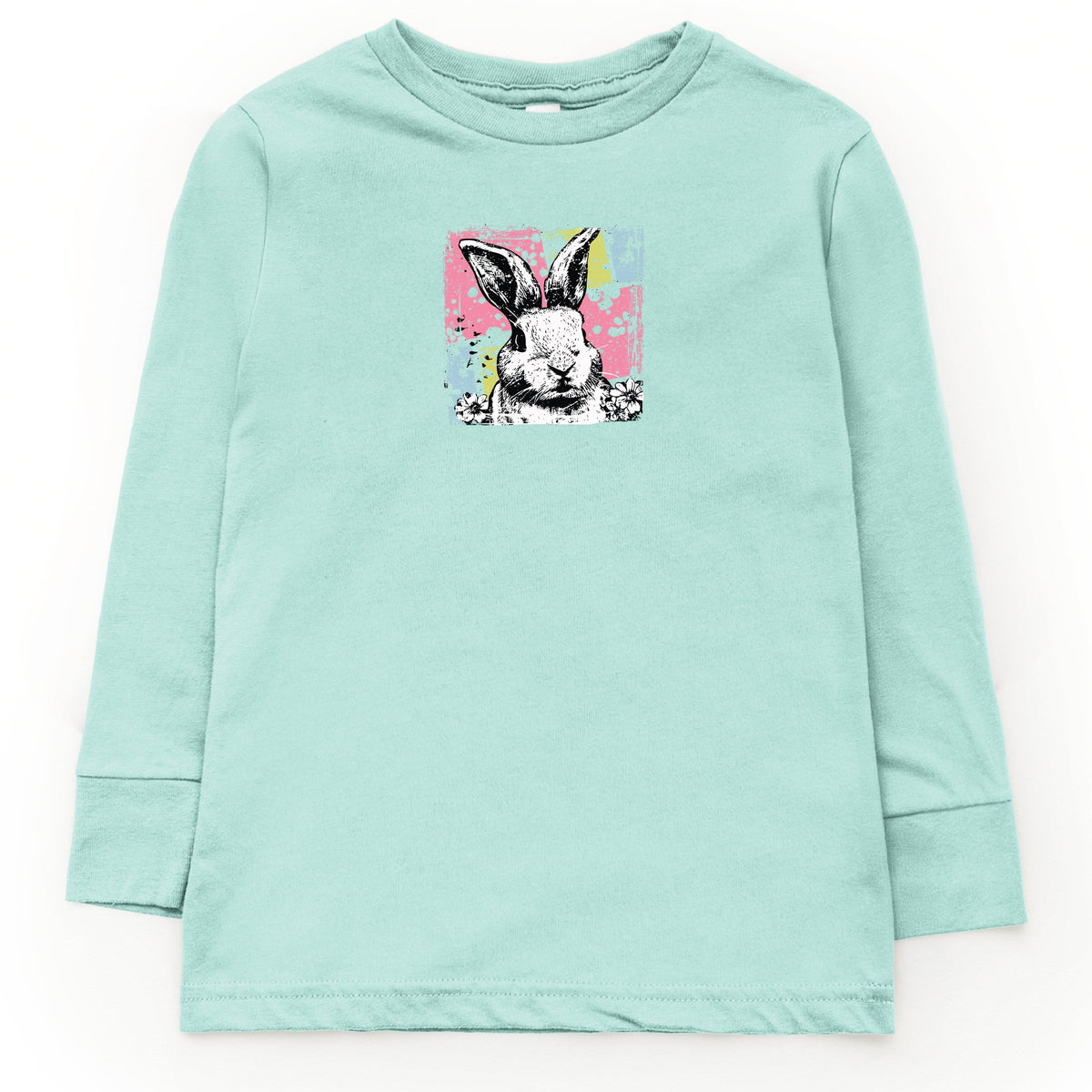 Bunny Square Distressed - Youth Long Sleeve Graphic T-Shirt