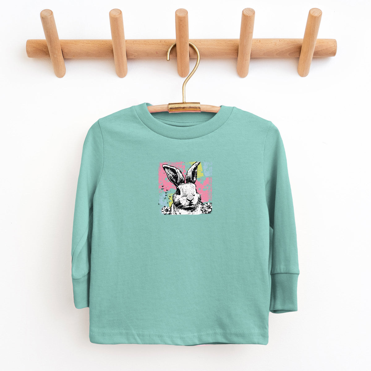 Bunny Square Distressed - Youth Long Sleeve Graphic T-Shirt