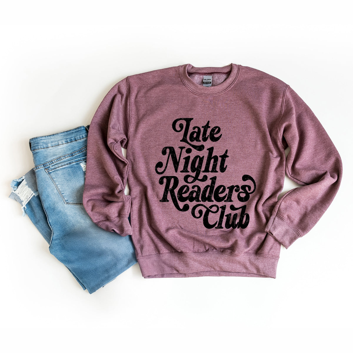 Late Night Readers Club Distressed - Women's Graphic Sweatshirt