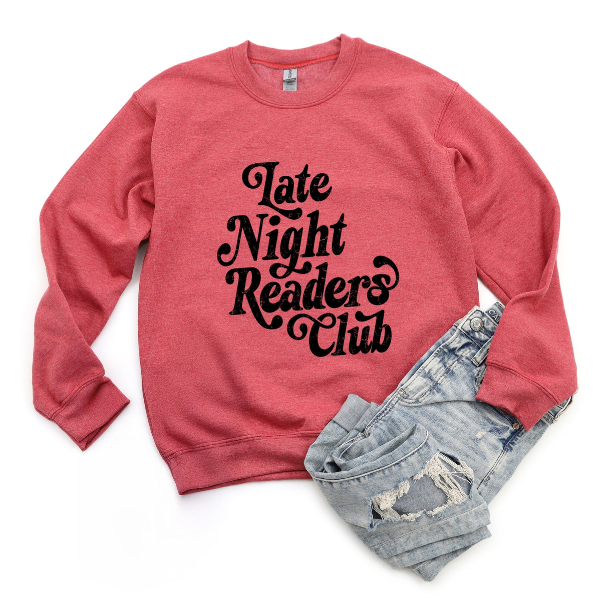 Late Night Readers Club Distressed - Women's Graphic Sweatshirt