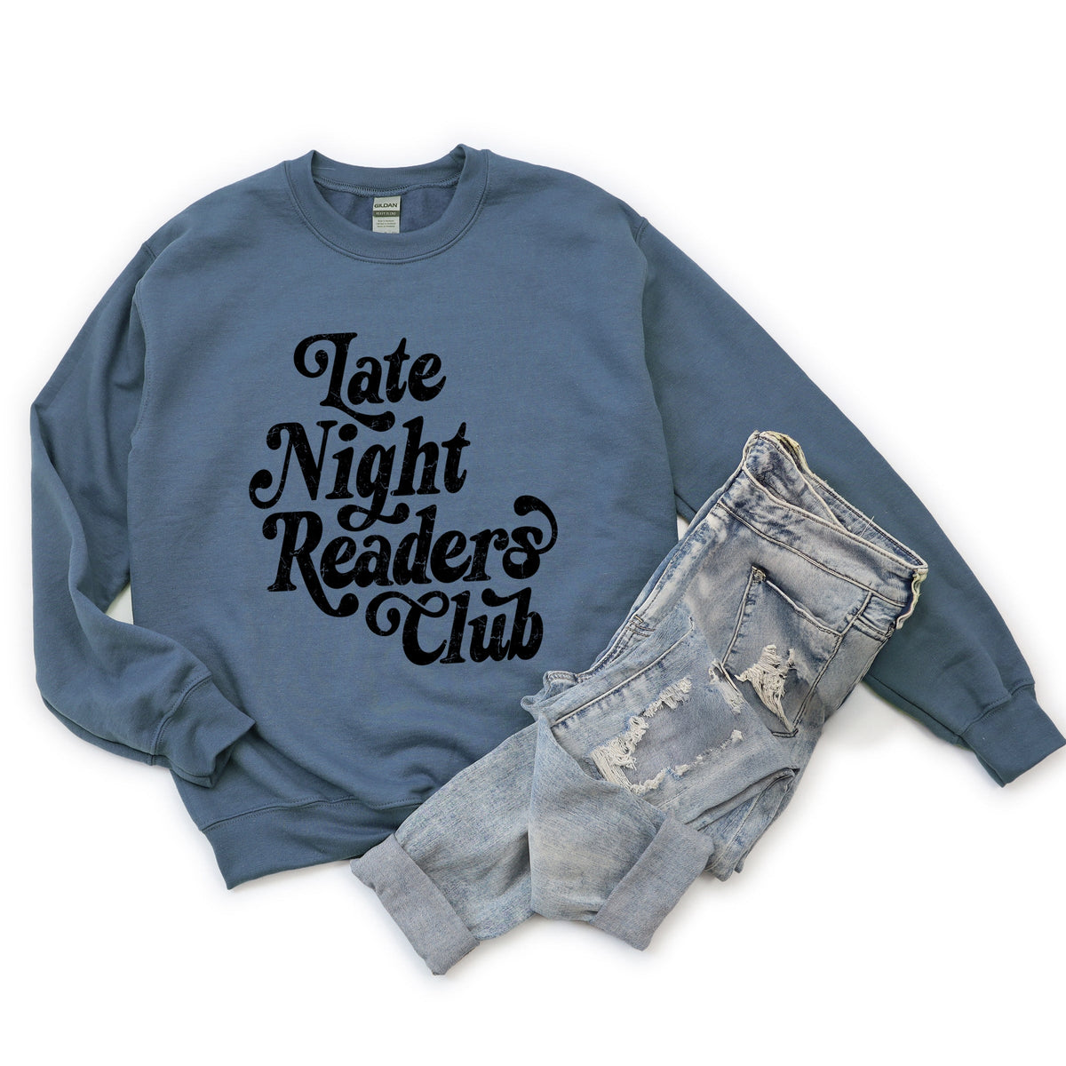 Late Night Readers Club Distressed - Women's Graphic Sweatshirt