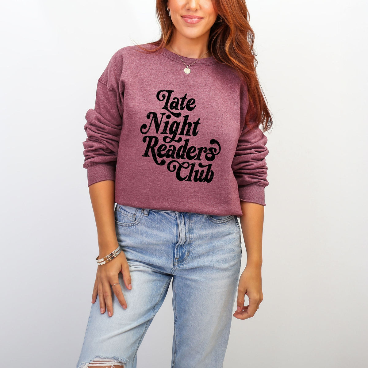 Late Night Readers Club Distressed - Women's Graphic Sweatshirt