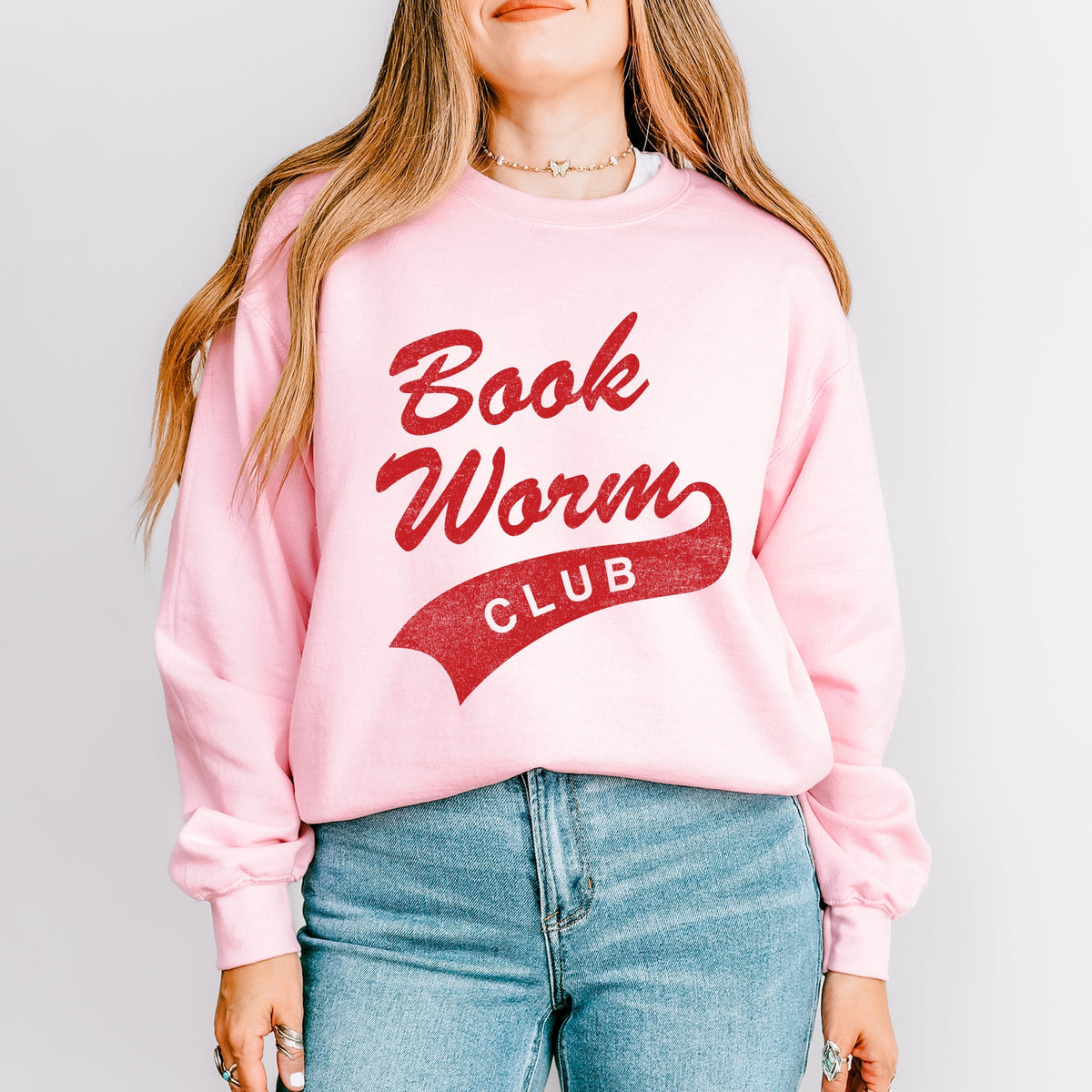 Book Worm Club Distressed - Women's Graphic Sweatshirt
