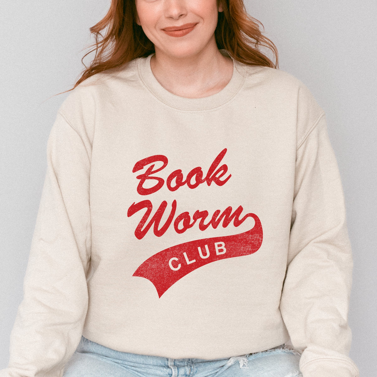 Book Worm Club Distressed - Women's Graphic Sweatshirt