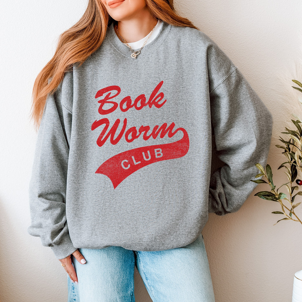 Book Worm Club Distressed - Women's Graphic Sweatshirt