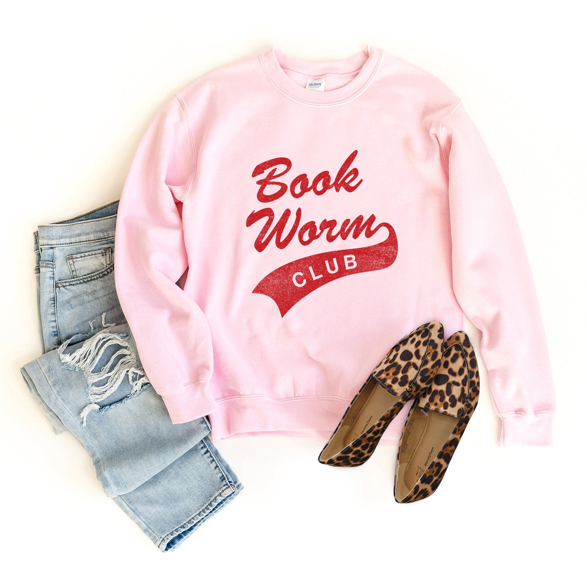 Book Worm Club Distressed - Women's Graphic Sweatshirt