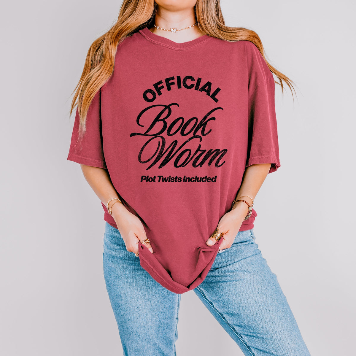 Official Book Worm Plot Twists Included - Women's Garment Dyed Graphic T-Shirt