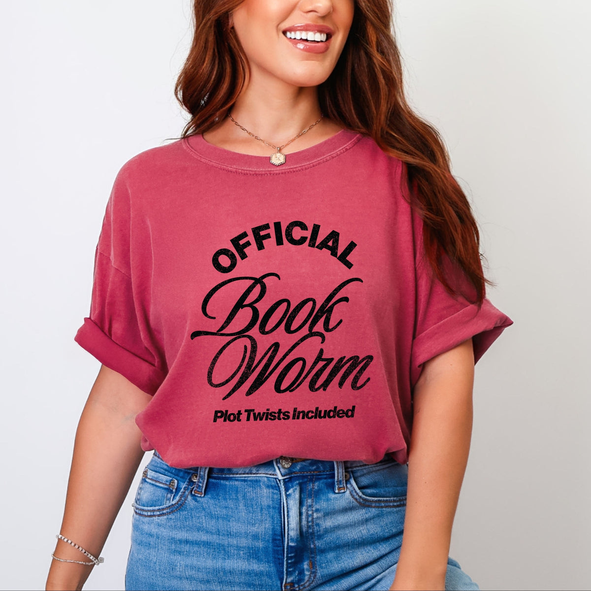 Official Book Worm Plot Twists Included - Women's Garment Dyed Graphic T-Shirt