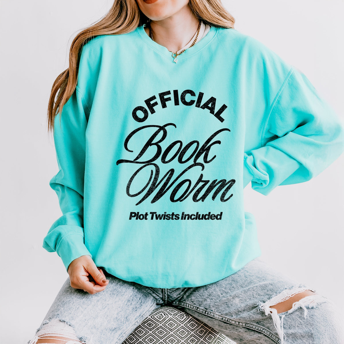 Official Book Worm Plot Twists Included - Women's Lightweight Garment Dyed Sweatshirt